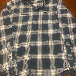 Lucky Brand Blue and Green Plaid Flannel Stretch Long Sleeve Men’s Medium